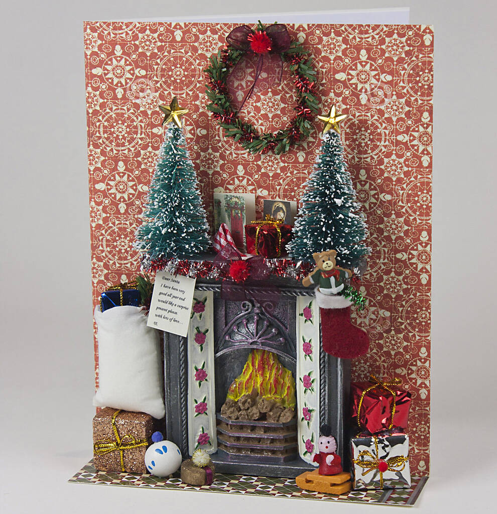 Christmas Fireplace Personalised Card By Karrie Barron