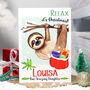 Personalised Sloth 'Relax' Christmas Card, thumbnail 1 of 4