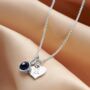 Sapphire Birthstone 45th Wedding Anniversary Necklace In Sterling Silver, thumbnail 1 of 6