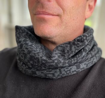Mens Lambswool Knitted Snood Geometric Pattern, 6 of 12