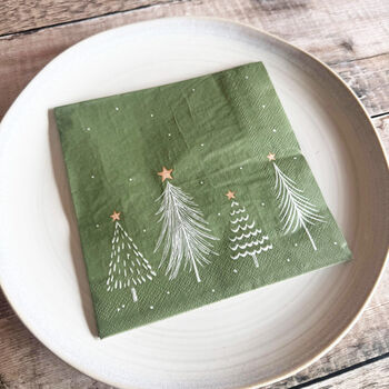 Festive Green Christmas Tree Paper Napkins Set Of 20, 4 of 6
