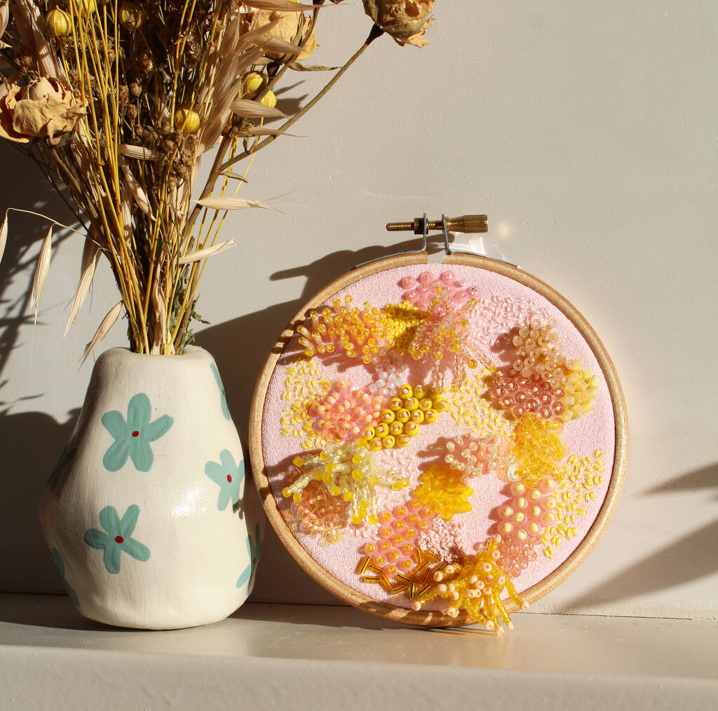 Pale Pink Embroidered Hoop, 1 of 7