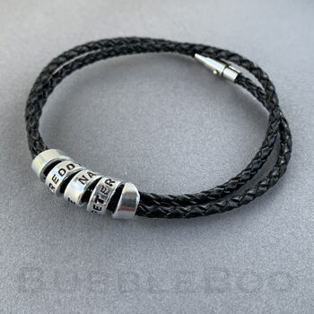 Personalised Secret Message Black Leather Bracelet, 3 of 6