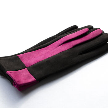 Harlequin Colourblock Suede Touch Screen Gloves, 7 of 12