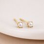 Solid 9ct Gold June Pearl Birthstone Stud Earrings – 4mm, thumbnail 1 of 5
