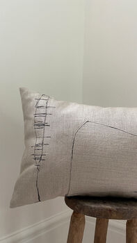 Abode | Appliqué Stitch Collage Linen Cushion, 5 of 6