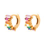 Rainbow Crystal Baguette Huggies Gold Plated, thumbnail 2 of 5