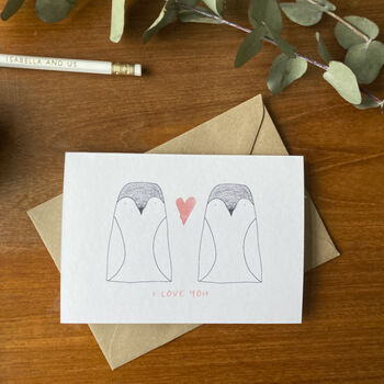 I Love You Illustrated Penguin Card, 3 of 6