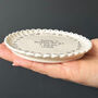 East Of India Porcelain Scallop Coaster Gift With 'Insanity Is Hereditary..' Quote, thumbnail 2 of 4
