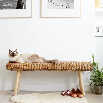 Wooden Hallway Bench With Wicker, 2 of 4