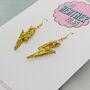Gold Lightning Bolt Earrings Small And Large, thumbnail 8 of 8