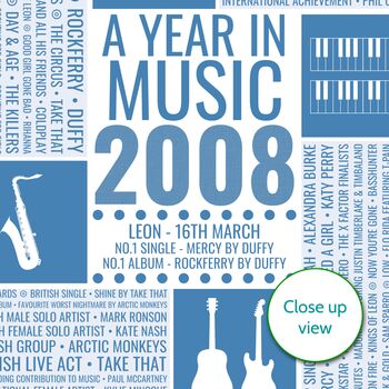 Personalised 16th Birthday Print 2008 Music Year Gift, 8 of 11