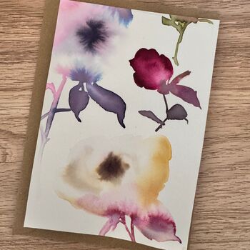 Original Hand Painted Watercolour Floral Card Set Of Three, 4 of 5