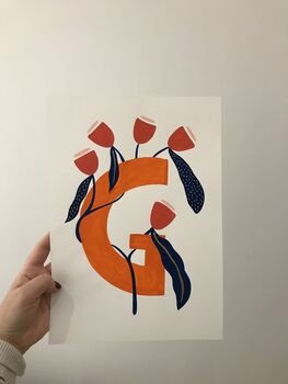Personalised Floral Initial Painting, 9 of 12