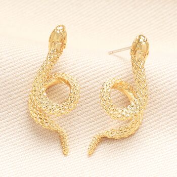Snake Stud Earrings In Gold, 2 of 3