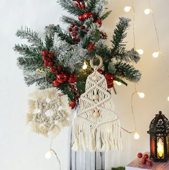 White Cotton Handmade Christmas Tree Festive Decoration For Window, 2 of 5