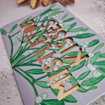 Papercut 'Mistletoe Kisses' Botanical Christmas Card, 5 of 7