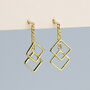 Sterling Silver Square Dangle Stud Earrings, thumbnail 2 of 5
