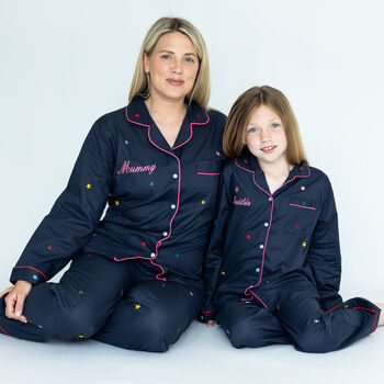 Personalised Kid's Navy Multicoloured Star Pyjamas, 7 of 8