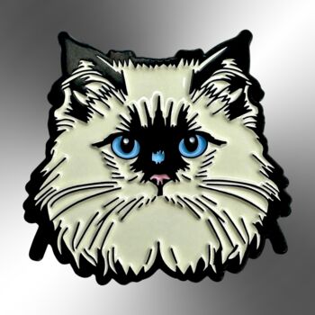 Ragdoll Grumpy Long Haired Cat Enamel Pin Badge, 4 of 9