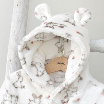 Personalised Bunny Print Dressing Gown With Ears, 3 of 9