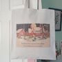 Christmas Village Illustration Hand Printed Cotton Tote, thumbnail 1 of 5