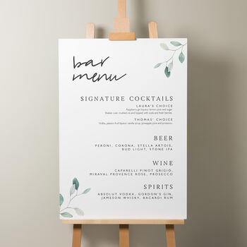 Botanical Wedding Cake Menu Sign 'Laura', 3 of 9