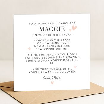 18th Message Birthday Card With Daughter Name, 2 of 7