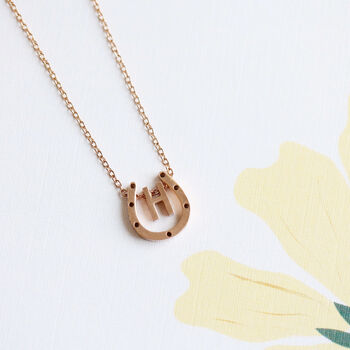 Lucky Horseshoe Personalised Initial Charm Necklace, 9 of 11
