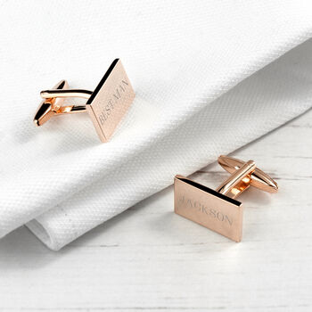 Personalised Rectangle Rose Gold Plated Cufflinks, 5 of 7