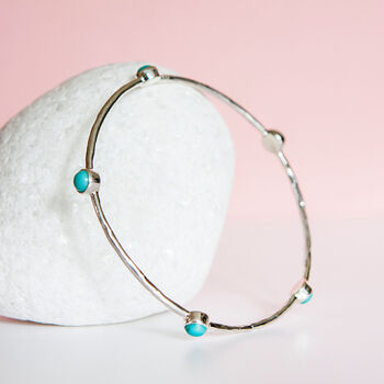 Sterling Silver Turquoise Gemstone Bangle, 3 of 8