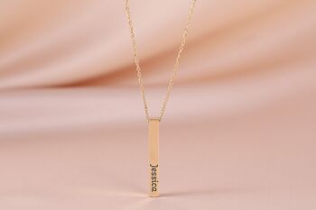 Personalised 3D Bar Shaped Engraved Name Necklace, 2 of 5