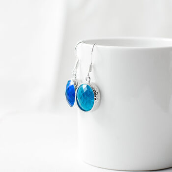 Azure Blue Faceted Glass Earrings, 5 of 7