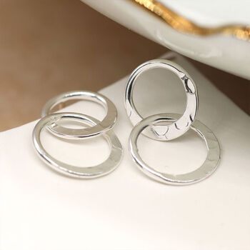 Moving Linked Circle Stud Earrings In Sterling Silver, 2 of 11