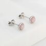 Tiny Pink Opal Dot Stud Earrings Sterling Silver, thumbnail 6 of 12