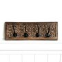 Entryway Wall Hooks Wrought Iron On Carved Mangowood, thumbnail 1 of 6