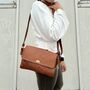 Multi Compartment Womens Leather Handbag Shoulder Bag In Tan Brown, thumbnail 1 of 5