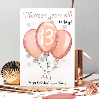 Personalised Balloons Relation 13th Birthday Card, 2 of 10