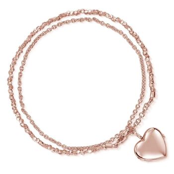 18 K Rose Gold Plated Nugget Heart Locket Bracelet, 4 of 5