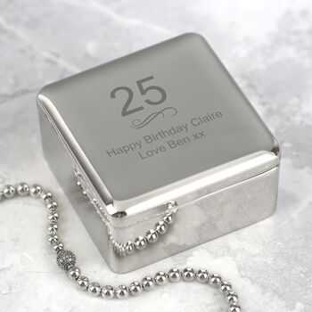Personalised Birthday Age Silver Square Trinket Box 18th 21st 30th, 4 of 6