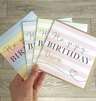 Happy Birthday Pink Stripe Card, 3 of 8