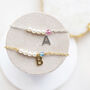Pearl And Birthstone Initial Bar Bracelet, thumbnail 4 of 11