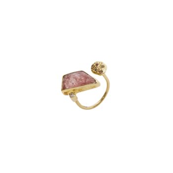 Natura Double Circle Tourmaline Silver Gold Plated Ring, 3 of 6