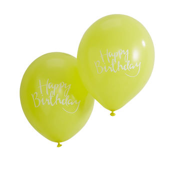 Pack Of Designer Font Happy Birthday Yellow Balloons, 2 of 2