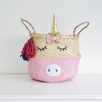 Children's Seagrass Unicorn Belly Basket, 3 of 4