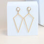 Gold Plated Drop Triangle Earrings, thumbnail 3 of 6