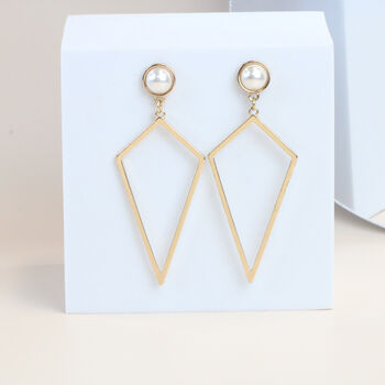Gold Plated Drop Triangle Earrings, 3 of 6