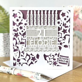 Personalised Celebration Cut Out Birthday Cake Card, 2 of 3