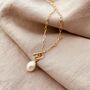 18ct Gold Plated T Bar Pearl Necklace, thumbnail 3 of 5
