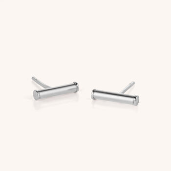 Bar Stud Earrings Sterling Silver And 18ct Gold Plated, 2 of 4